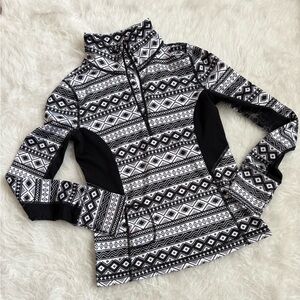 Zella Black and White Patterned Turtleneck Sweater